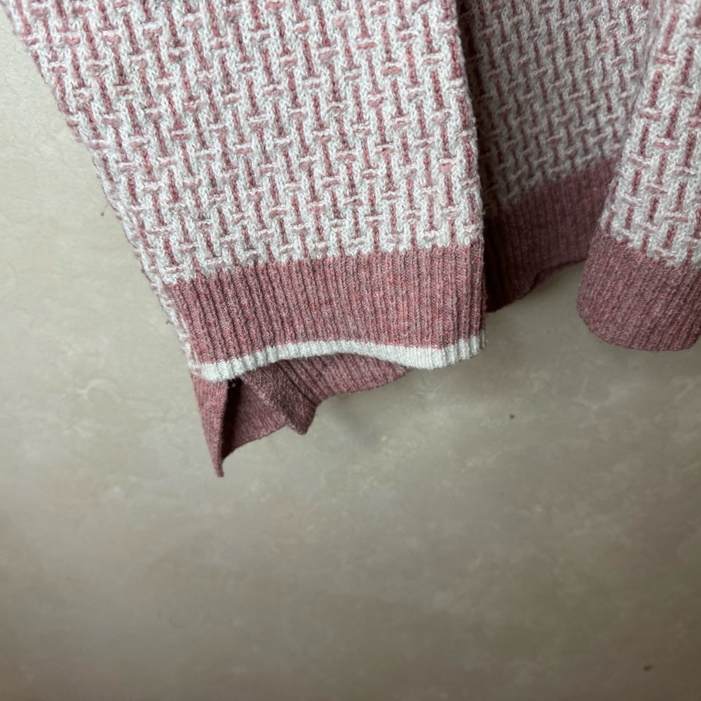 CJ Banks Pink and Cream Crew Neck Sweater - Picture 4 of 5